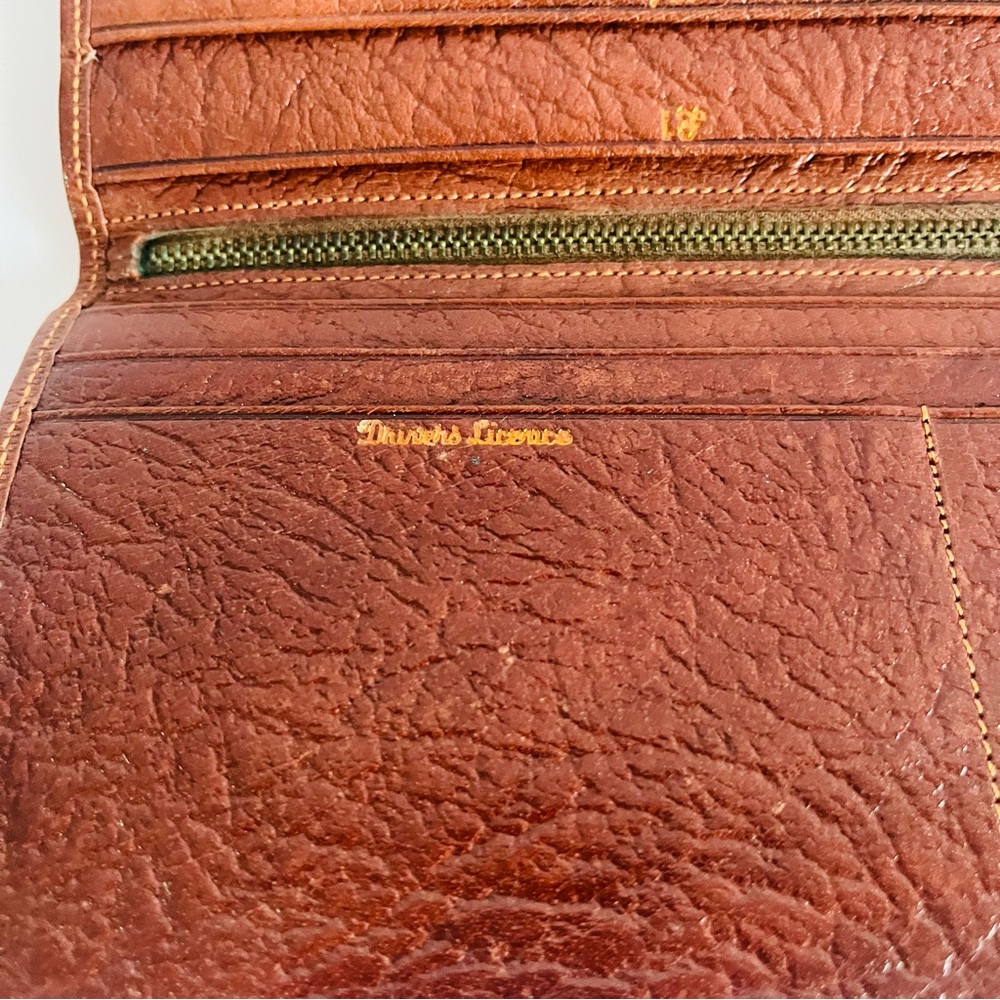 Vintage Leather Wallet + Princess Gardner Key Case Brown Green - Picture 4 of 15